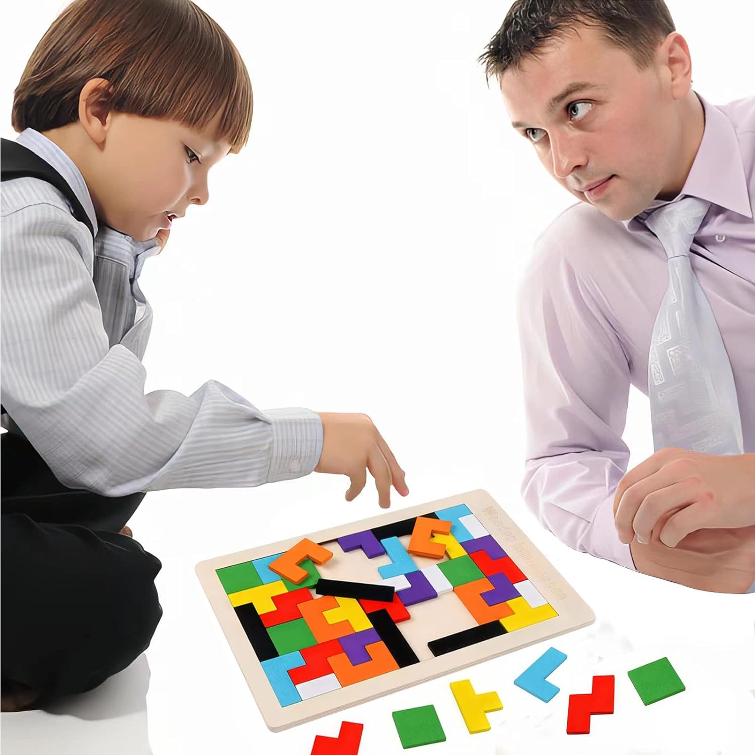 SHINETOY Wooden Tangram Puzzle for Kids 40 Pieces | Montessori Brain Teaser Blocks Game | Educational Wooden Toys for Toddlers | Color & Shape Learning Puzzle Gift for Boys & Girls Christmas Gift - Image 8